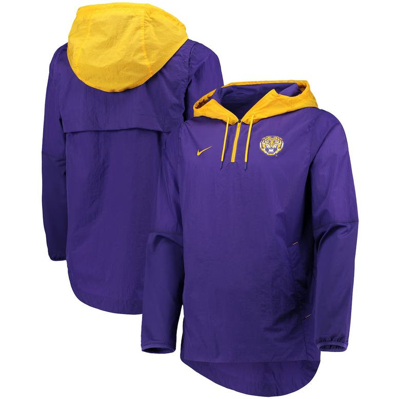 Shop Nike Purple/gold Lsu Tigers Player Quarter-zip Jacket