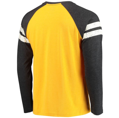 Starter Men's Gold-Tone, Black Pittsburgh Steelers Throwback League Raglan Long Sleeve Tri-Blend T-Shirt - Gold-Tone, Black