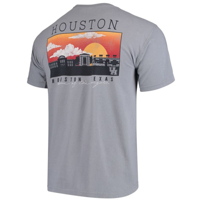 Shop Image One Houston Cougars Comfort Colors Campus Scenery T-shirt In Gray