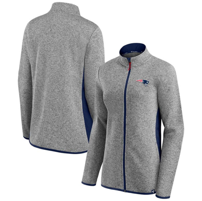 Shop Fanatics Branded Heathered Gray/navy New England Patriots Block Party Primary Logo Full-zip Jacket In Heather Gray