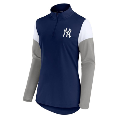 Shop Fanatics Branded Navy/gray New York Yankees Authentic Fleece Quarter-zip Jacket