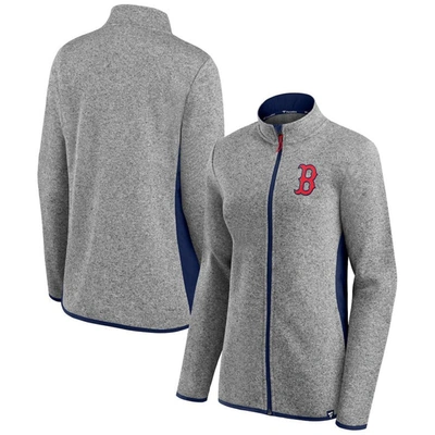 Shop Fanatics Branded Heathered Charcoal Boston Red Sox Primary Logo Fleece Full-zip Jacket In Heather Charcoal
