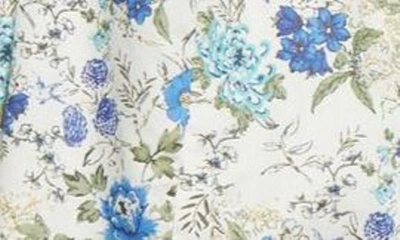 Shop Stellah Floral Print Ruffle Blouse In Blue