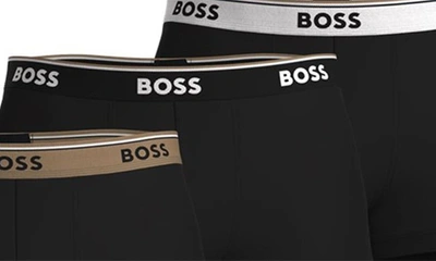 Shop Hugo Boss Assorted 3-pack Power Cotton Stretch Jersey Trunks In Black