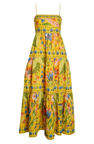 Farm Rio Summer Garden Cotton Maxi Dress In Yellow | ModeSens