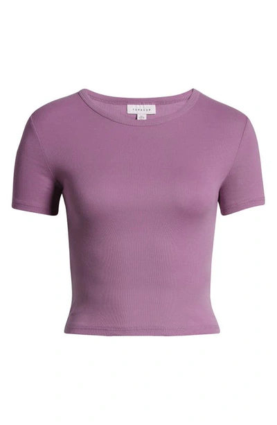 Shop Topshop Everyday Cotton Crewneck Crop T-shirt In Purple