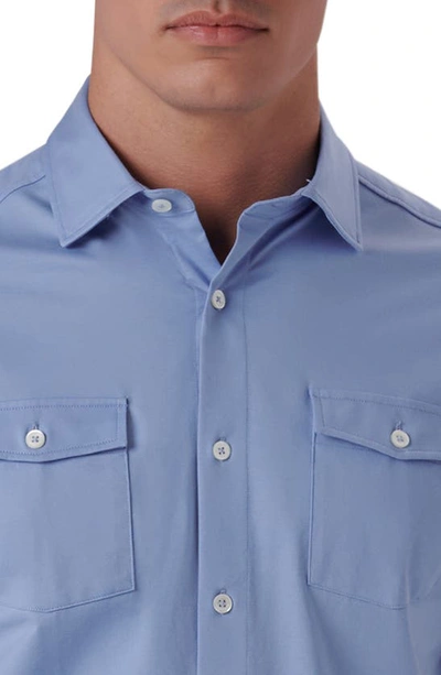 Shop Bugatchi Ooohcotton® Short Sleeve Button-up Shirt In Sky