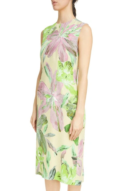 Shop Dries Van Noten Delavina Floral Sleeveless Dress In Light Green 601