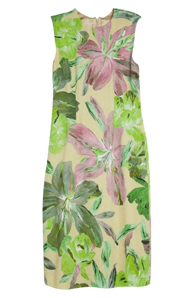 Shop Dries Van Noten Delavina Floral Sleeveless Dress In Light Green 601