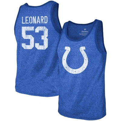 Shop Majestic Fanatics Branded Shaquille Leonard Royal Indianapolis Colts Name & Number Tri-blend Tank Top