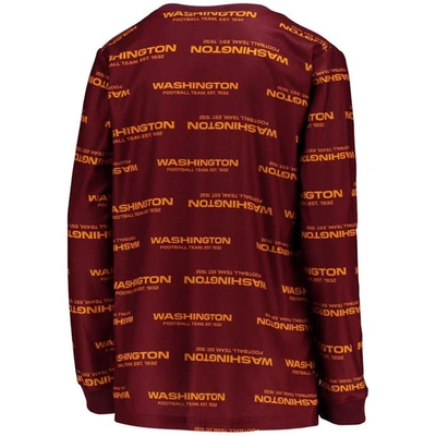 Shop Outerstuff Youth Burgundy Washington Football Team Allover Print Long Sleeve T-shirt & Pants Sleep Set