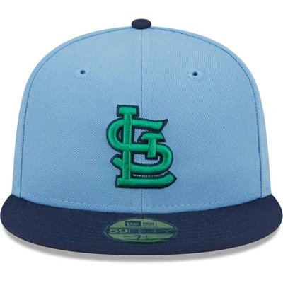 New Era Light Blue/navy St. Louis Cardinals Green Undervisor 59fifty Fitted  Hat