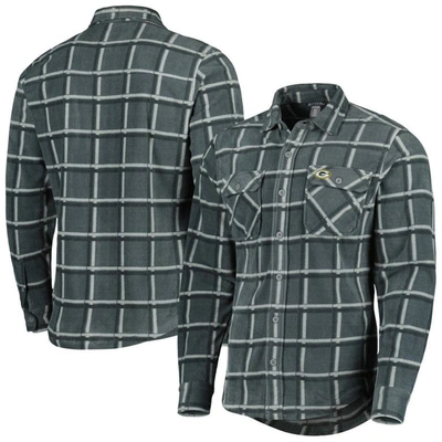 Shop Antigua Gray Green Bay Packers Industry Flannel Button-up Shirt Jacket
