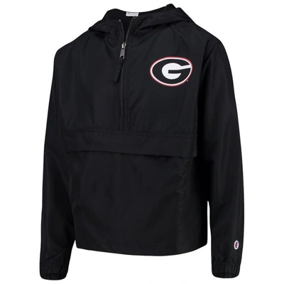 Shop Champion Youth  Black Georgia Bulldogs Pack & Go Windbreaker Jacket