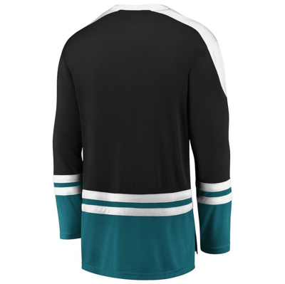 Shop Fanatics Branded Black/teal San Jose Sharks Iconic Slapshot Long Sleeve T-shirt