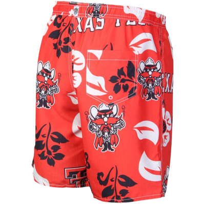 Shop Wes & Willy Red Texas Tech Red Raiders Floral Volley Logo Swim Trunks
