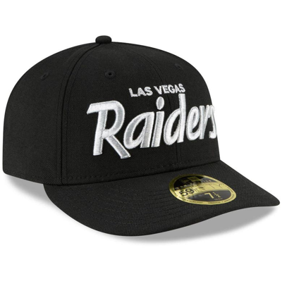 Shop New Era Black Las Vegas Raiders Omaha Script Low Profile 59fifty Fitted Hat