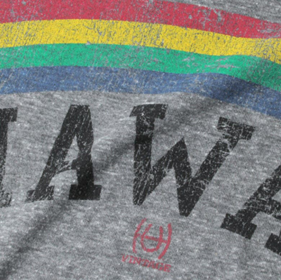Shop Retro Brand Original  Heather Gray Hawaii Warriors Vintage Rainbow Tri-blend T-shirt