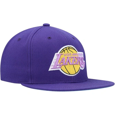 Shop Mitchell & Ness Purple Los Angeles Lakers Hardwood Classics Under Finals Snapback Hat