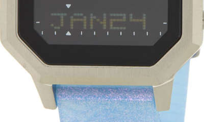 Shop Nixon Siren Digital Watch, 36mm In Silver / Iridescent