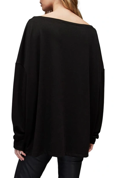 Shop Allsaints Rita Boatneck Long Sleeve Oversize T-shirt In Black