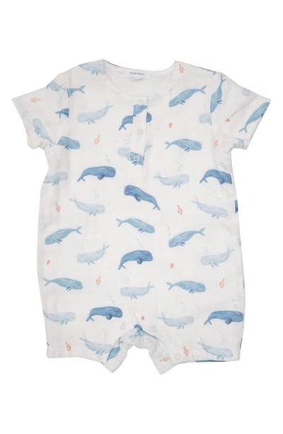 Shop Angel Dear Whale Hello There Organic Cotton Romper In Blue