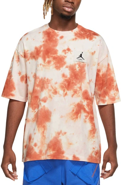 Shop Jordan Essentials Statement Tie Dye Oversize T-shirt In Pale Ivory/ Light Sienna