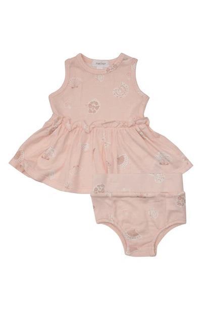 Shop Angel Dear Pretty Seashells Ribbed Dress & Bloomers Set In Pink