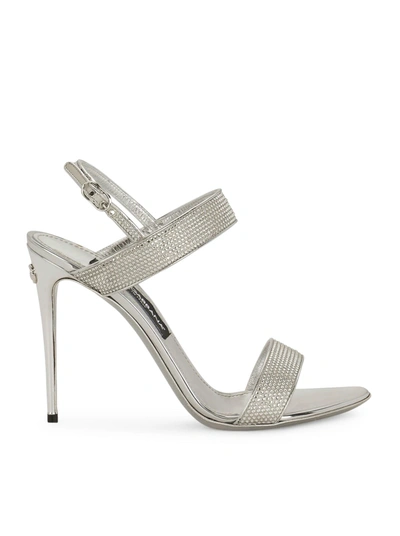 Shop Dolce & Gabbana Sandal In Satin And Thermo-strass In Metallic