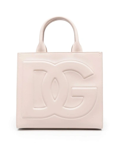 Shop Dolce & Gabbana Tote Bag With Embossed Logo In Pink & Purple