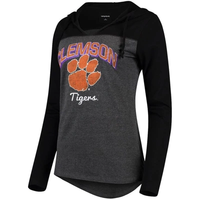 Shop Camp David Charcoal Clemson Tigers Knockout Color Block Long Sleeve V-neck Hoodie T-shirt