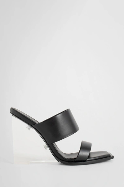 Alexander Mcqueen Black Wedge With Double Strap And Trasparent Plexiglass Heel In Smooth Leather Wom In Black