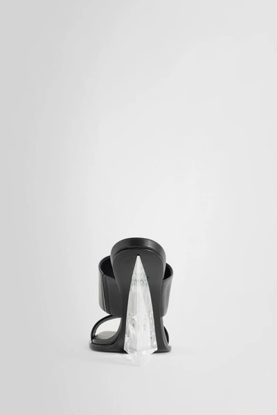 Alexander Mcqueen Black Wedge With Double Strap And Trasparent Plexiglass Heel In Smooth Leather Wom In Black