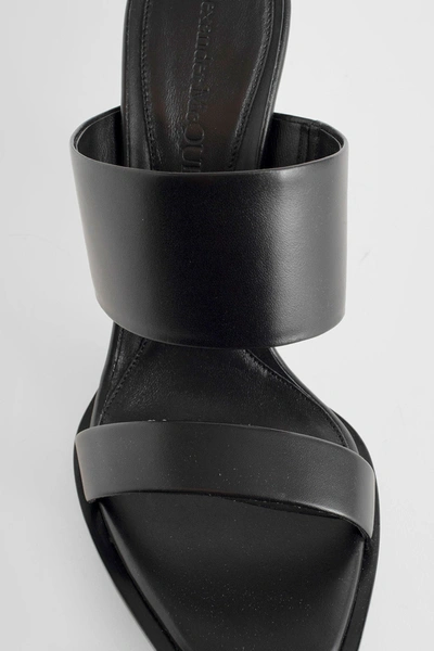 Alexander Mcqueen Black Wedge With Double Strap And Trasparent Plexiglass Heel In Smooth Leather Wom In Black