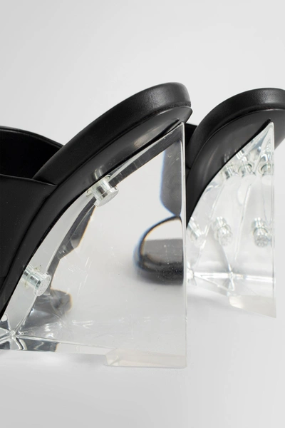 Alexander Mcqueen Black Wedge With Double Strap And Trasparent Plexiglass Heel In Smooth Leather Wom In Black