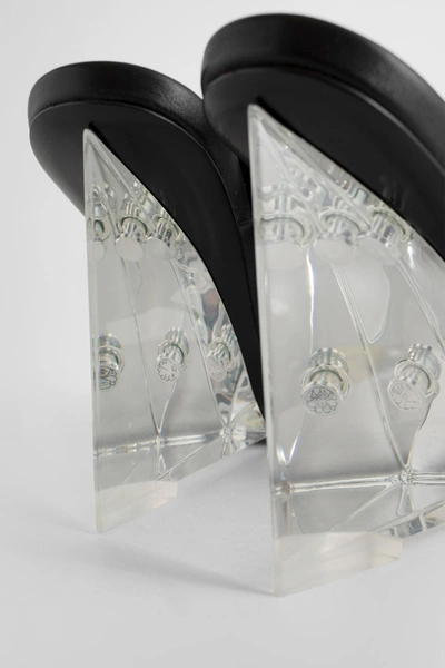 Alexander Mcqueen Black Wedge With Double Strap And Trasparent Plexiglass Heel In Smooth Leather Wom In Black