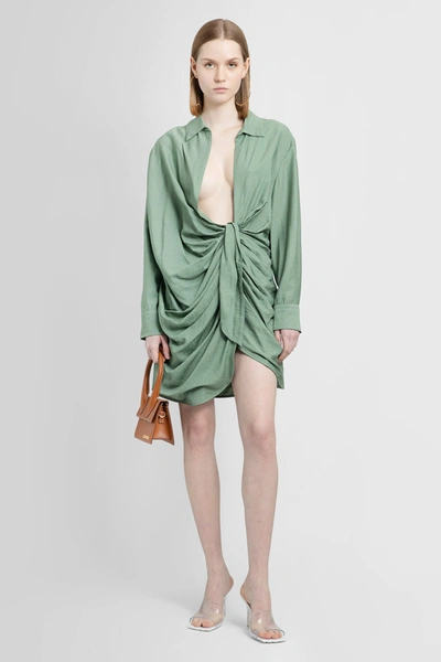 Shop Jacquemus Woman Green Dresses In White