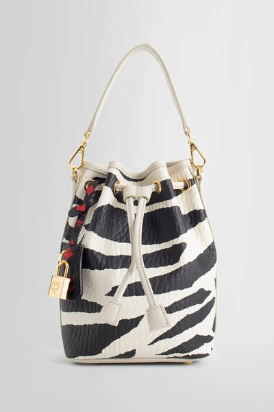 Shop Mcm Woman Black&white Top Handle Bags
