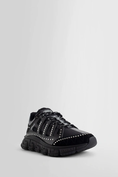 Shop Versace Man Black Sneakers