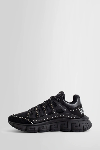 Shop Versace Man Black Sneakers