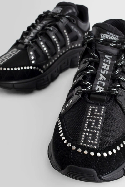 Shop Versace Man Black Sneakers