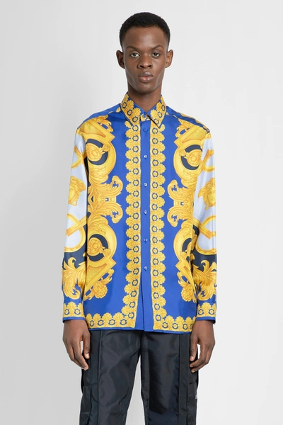 Versace Camicia Manica Lunga Barocco Cobalto Waistcoatibilita Nuova Slim In  Blue | ModeSens