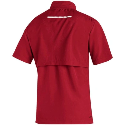 Shop Adidas Originals Adidas Scarlet Nebraska Huskers 2021 Sideline Aeroready Short Sleeve Quarter-zip Jacket