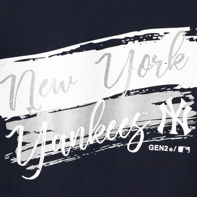 Shop Outerstuff Girls Youth Navy New York Yankees Brush Stroke Dolman T-shirt