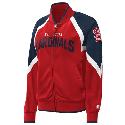 Shop Starter Red St. Louis Cardinals Touchdown Raglan Full-zip Track Jacket