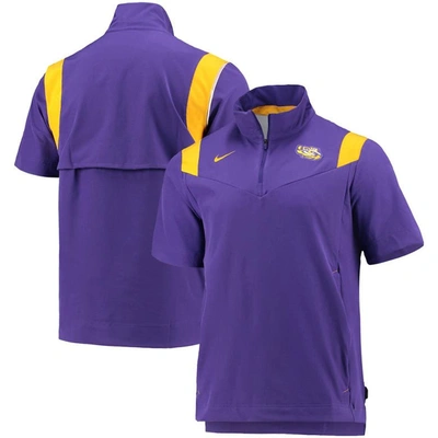 Shop Nike Purple Lsu Tigers 2021 Coaches Short Sleeve Quarter-zip Jacket