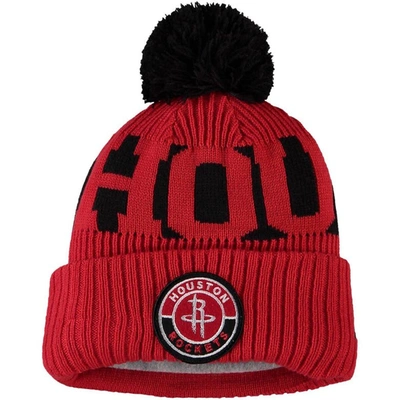 Shop New Era Youth  Red Houston Rockets Sport Cuffed Knit Hat With Pom
