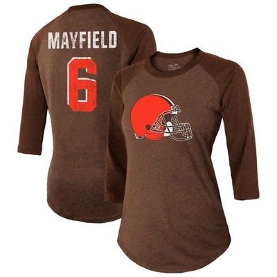 Shop Industry Rag Majestic Baker Mayfield Brown Cleveland Browns Player Name & Number Tri-blend 3/4-sleeve Raglan T-sh
