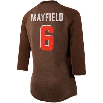 Shop Industry Rag Majestic Baker Mayfield Brown Cleveland Browns Player Name & Number Tri-blend 3/4-sleeve Raglan T-sh
