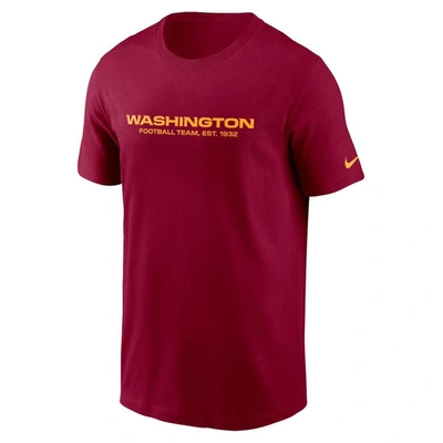 Shop Nike Burgundy Washington Football Team Fan Gear Wordmark T-shirt